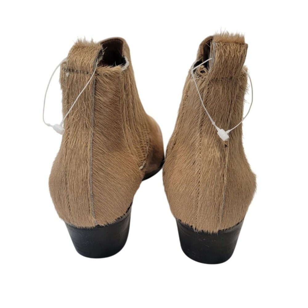 MODERN VICE Beige Calf Hair Ankle Boots With Low Block Heel Women's Sz 38.5 - Picture 4 of 9